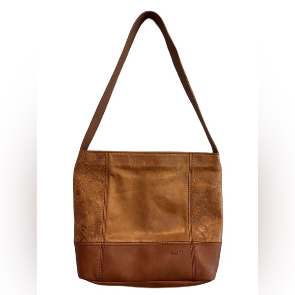 The Sak Tobacco Floral Embossed Leather Shoulder Bag - Picture 1 of 11